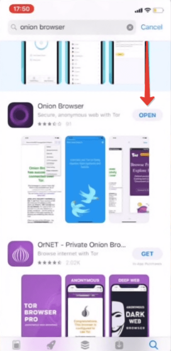 Установка Onion Browser на iPhone
